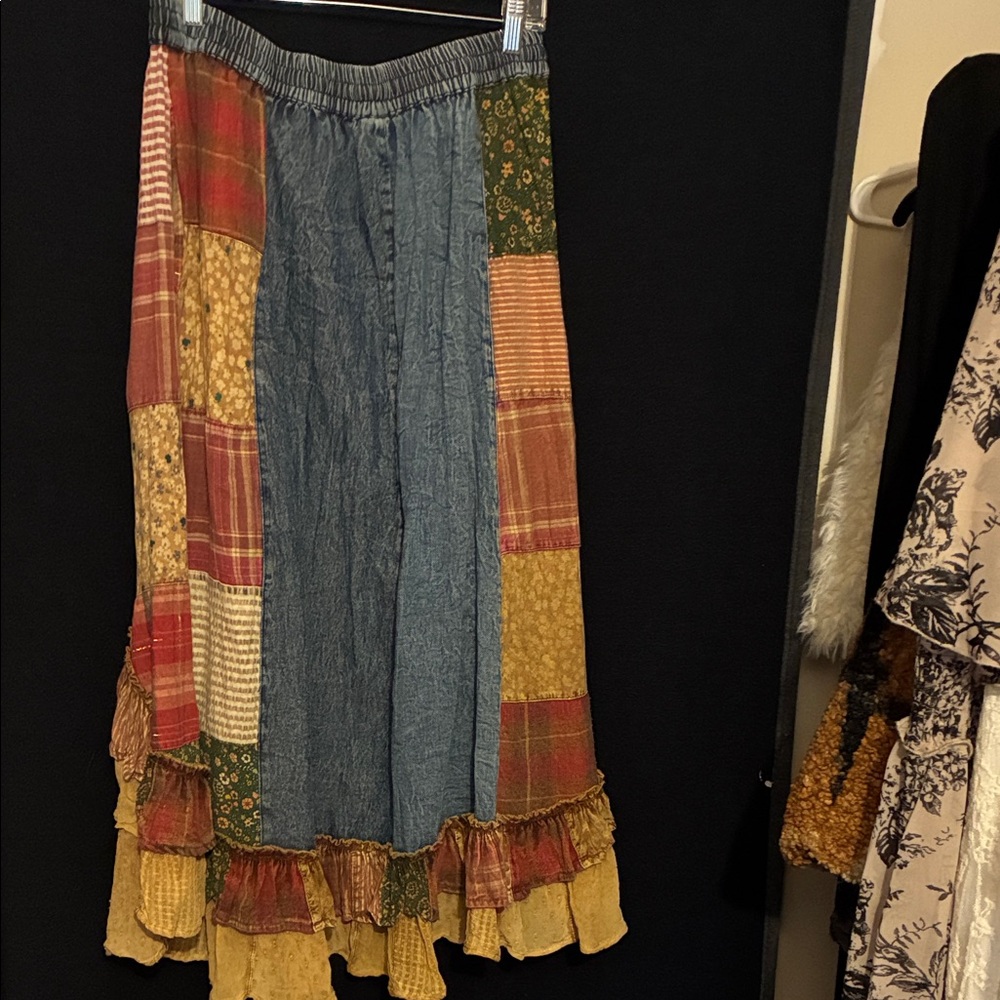 Boho Patchwork Ruffle Maxi Skirt - Multicolor - Picture 4 of 4